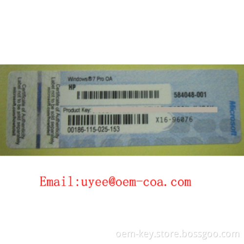 Windows 7 Professional HP OEM COA Label,OEM Key